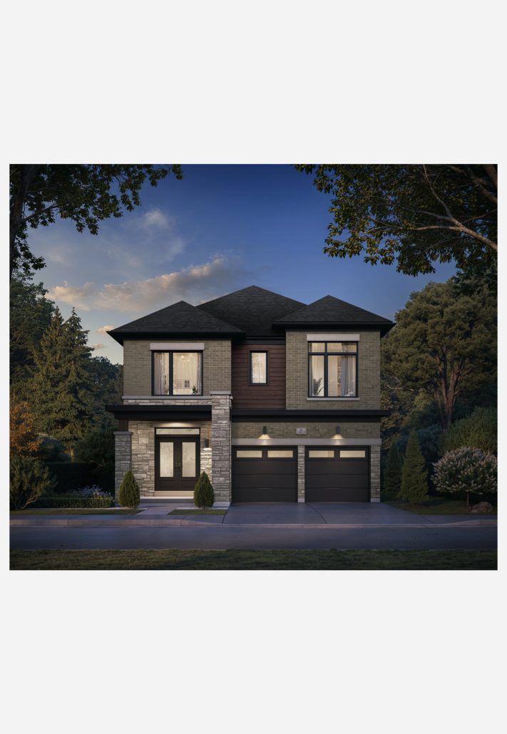 Rosemont Grove modern detached home exterior at dusk