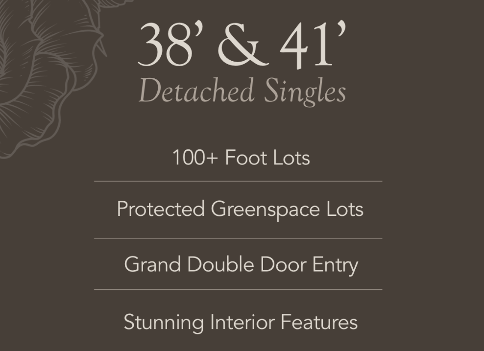 Rosemont Grove 38' and 41' detached singles feature list