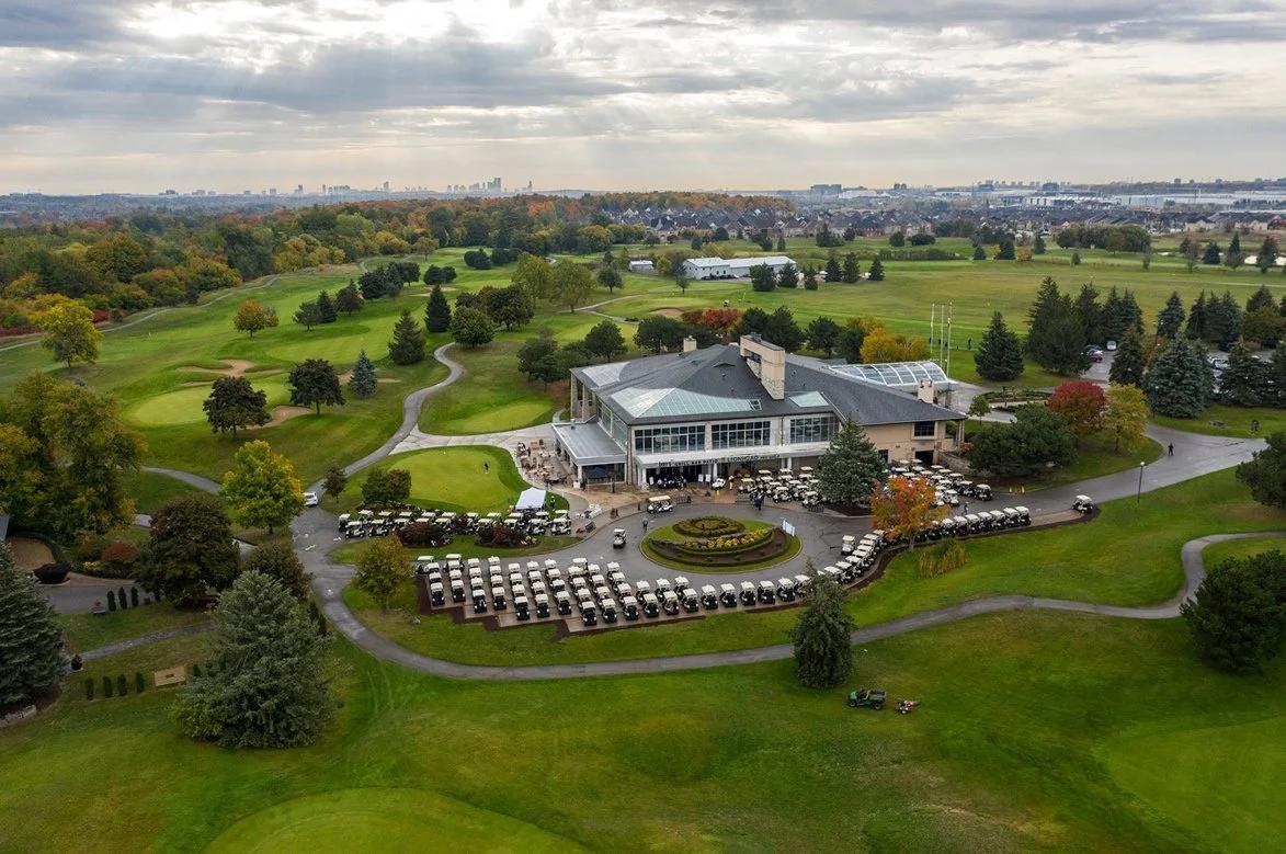 Aerial view of Brampton enclave near Heritage Rd and Steeles Ave W